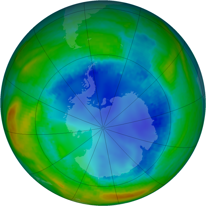Antarctic ozone map for 08 August 2001